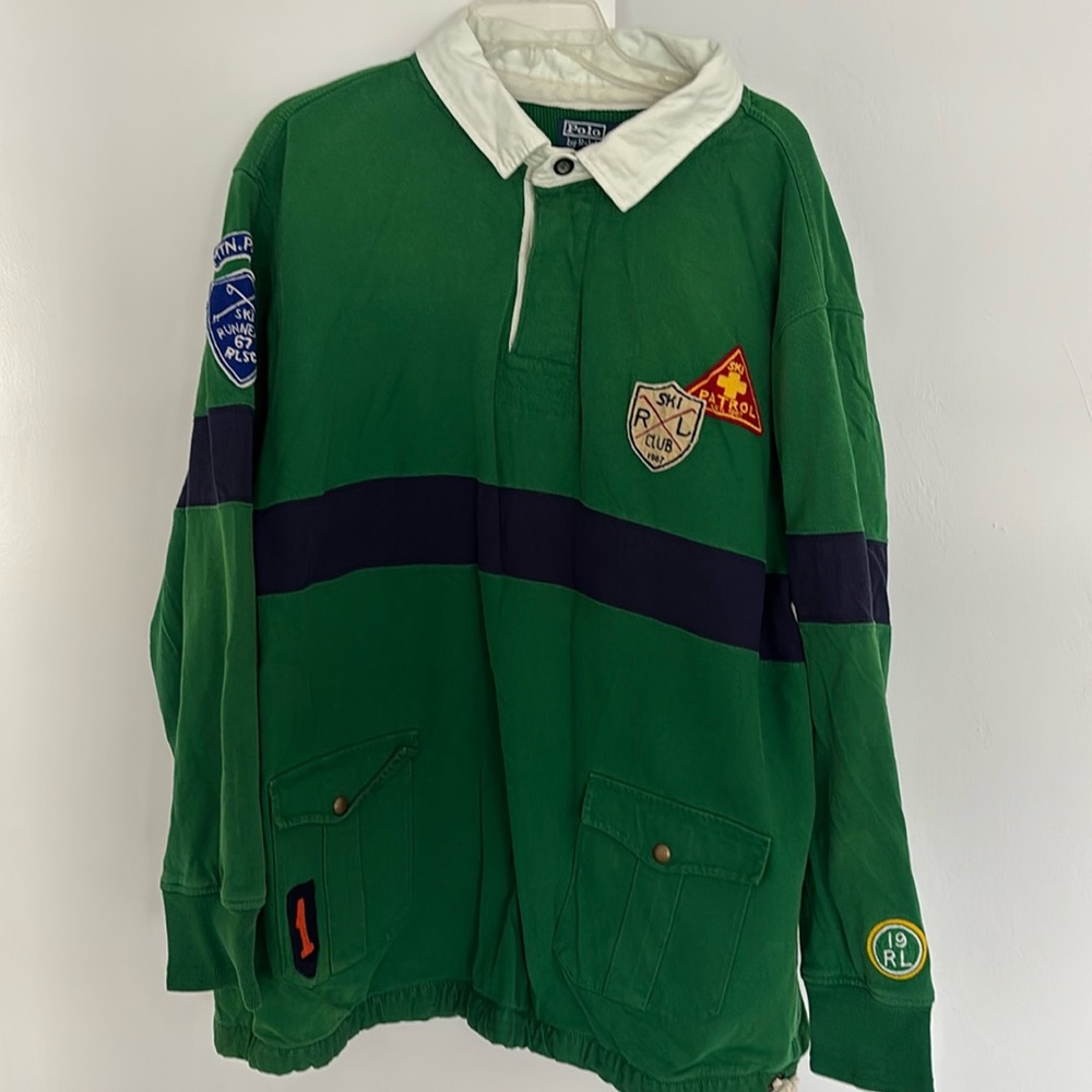Polo Ralph Lauren Green and Blue Rugby with Pockets and Waffle Interior 2XB
